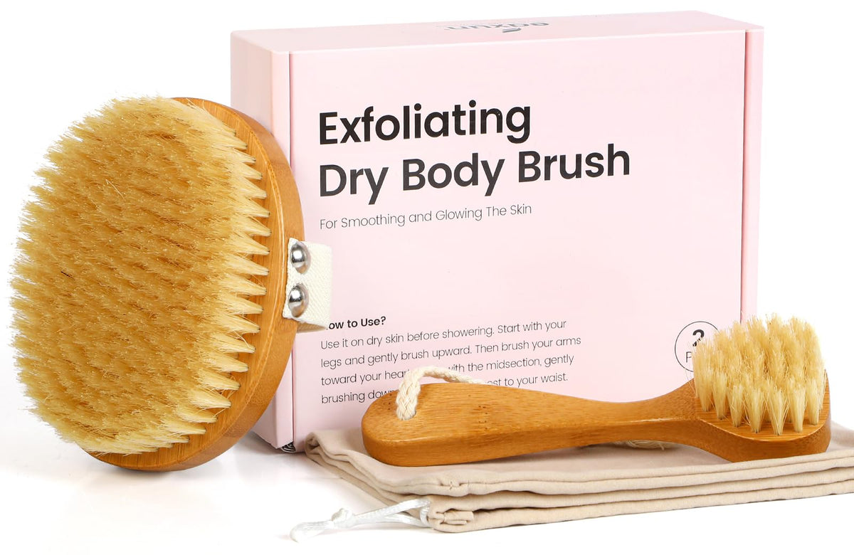 eaxun cepillo corporal de bambú para exfoliar y mejorar la circulación.