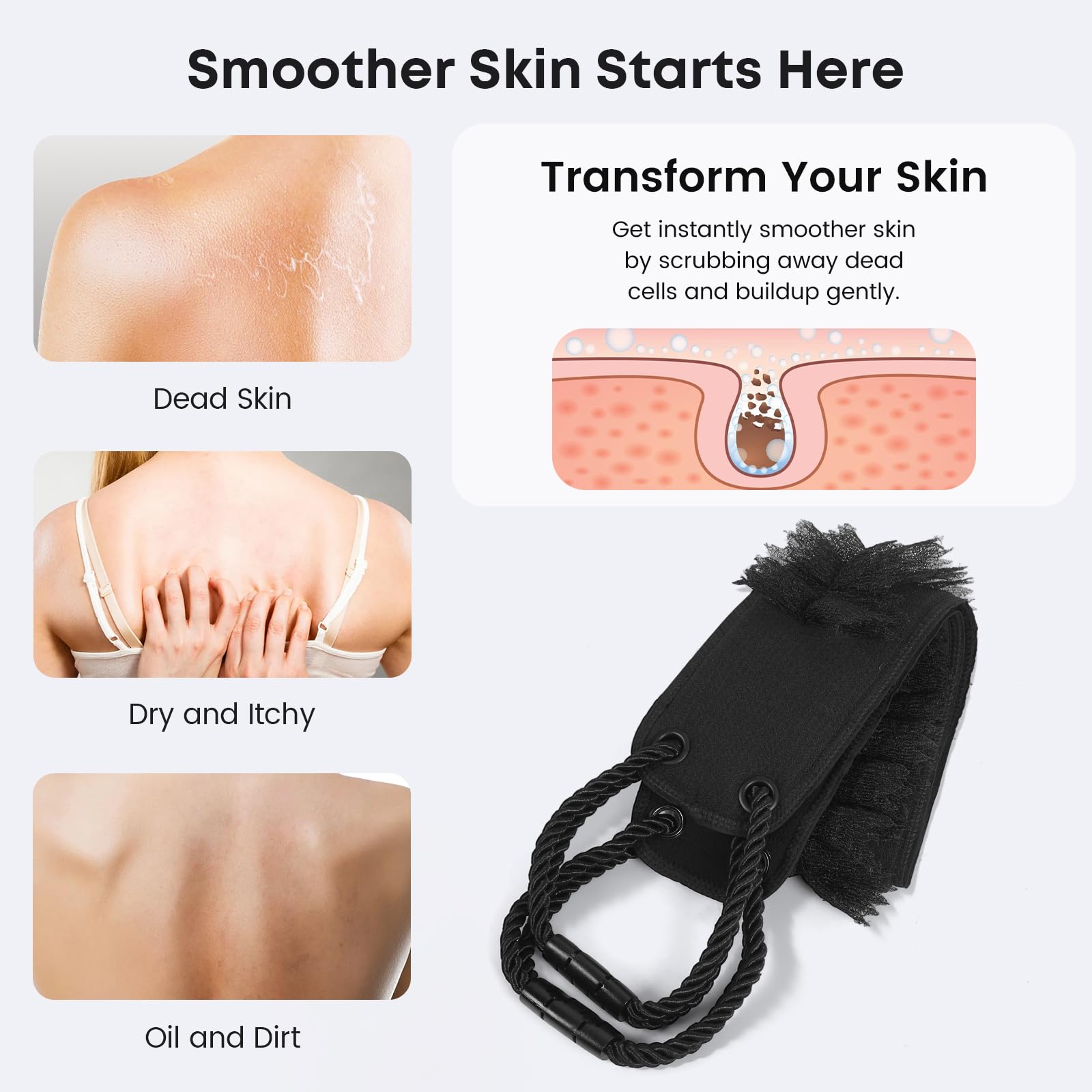 Limpieza profunda de espalda con exfoliante para poros más limpios.