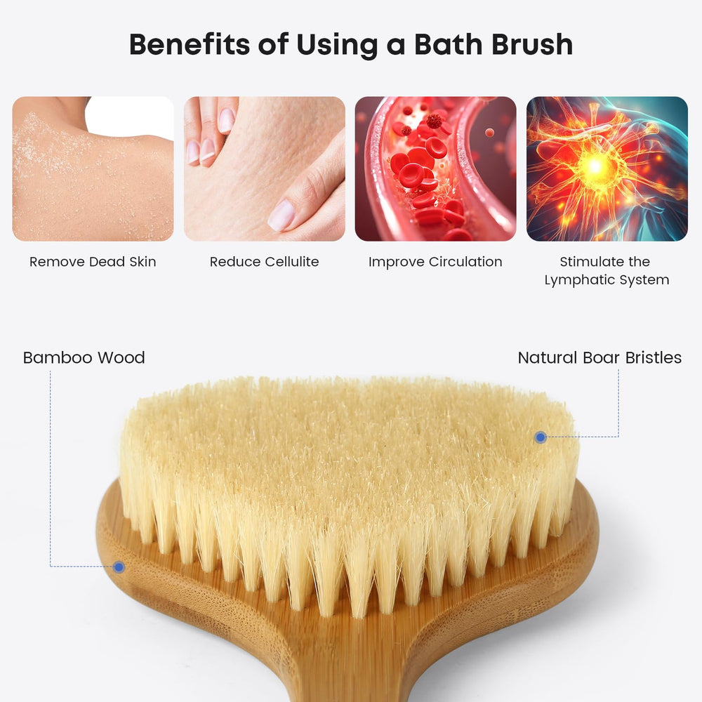 eaxun cepillo dorsal usa cerdas de jabalí naturales para exfoliar sin irritación