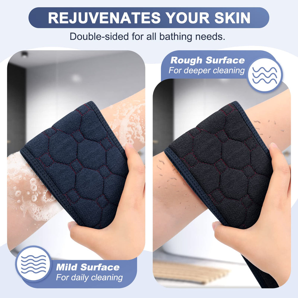 Eaxun uso en ducha, superficie áspera y cara suave para limpieza.