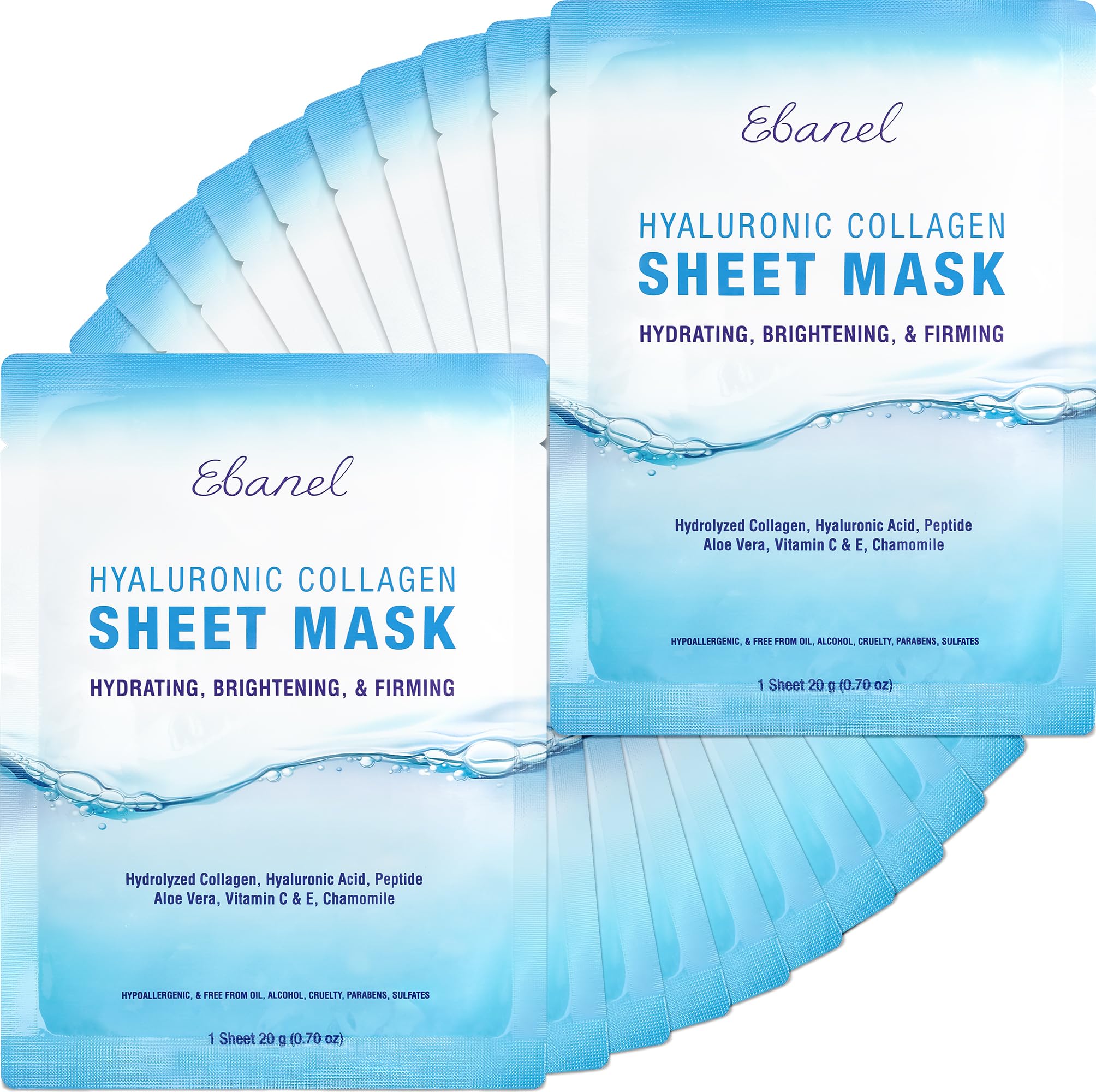 Ebanel 20-pack collagen mask with hyaluronic acid for instant hydration