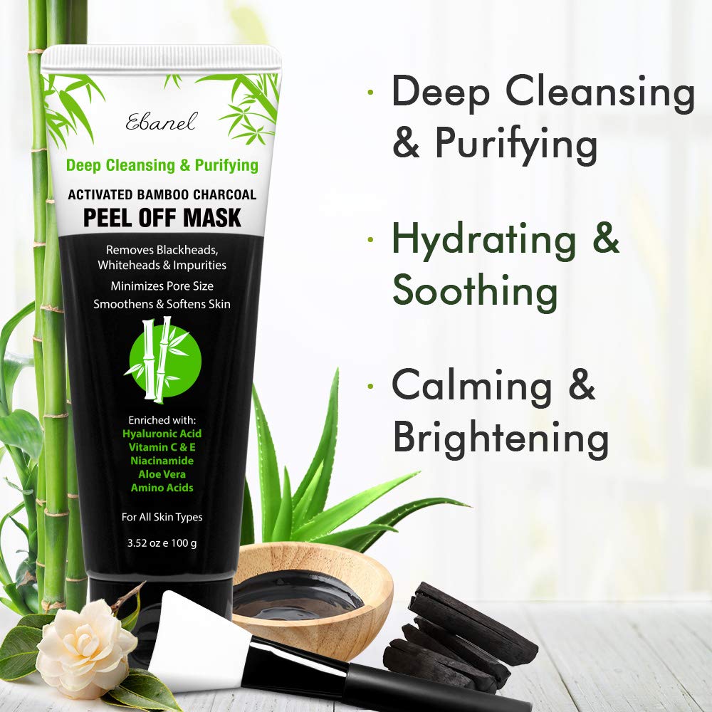Ebanel charcoal peel mask close-up highlights rich texture for pore cleansing.