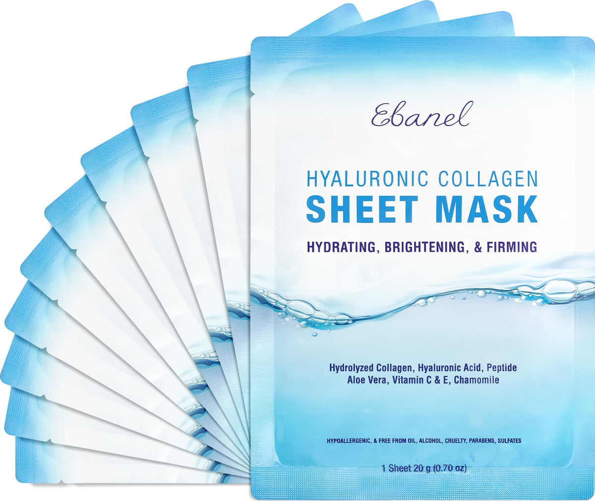 Ebanel collagen mask with hyaluronic acid for instant hydration and glow