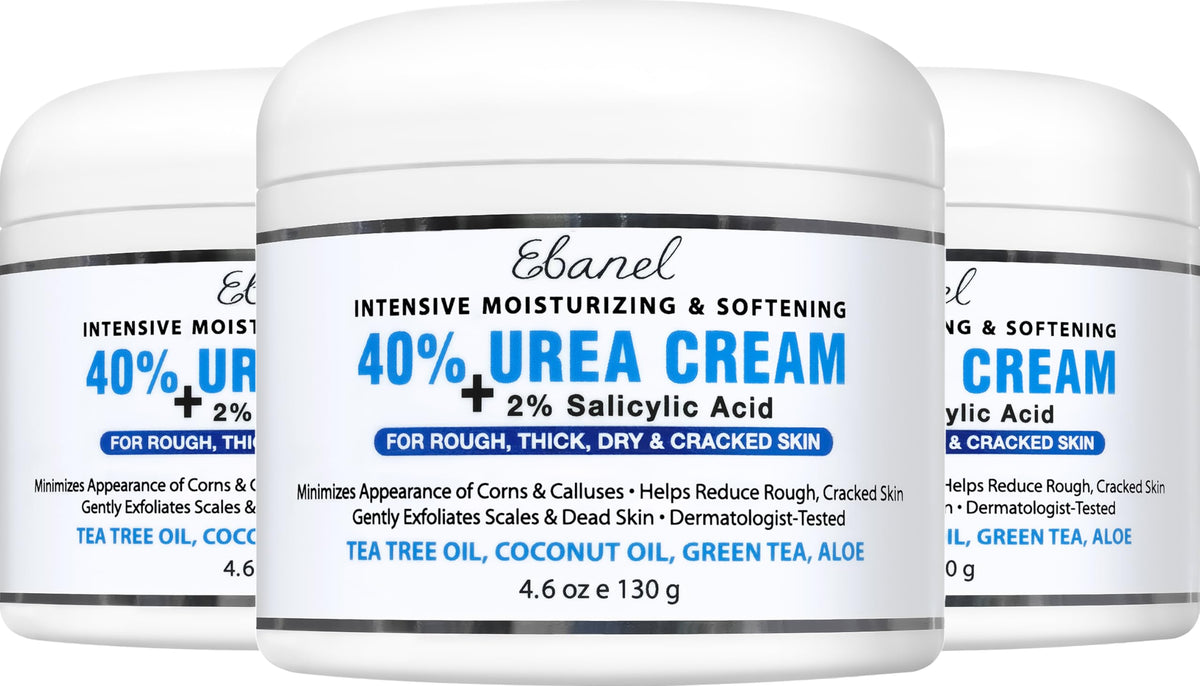 Ebanel crema urea 40% en envase, enfoque en hidratación profunda para pies.