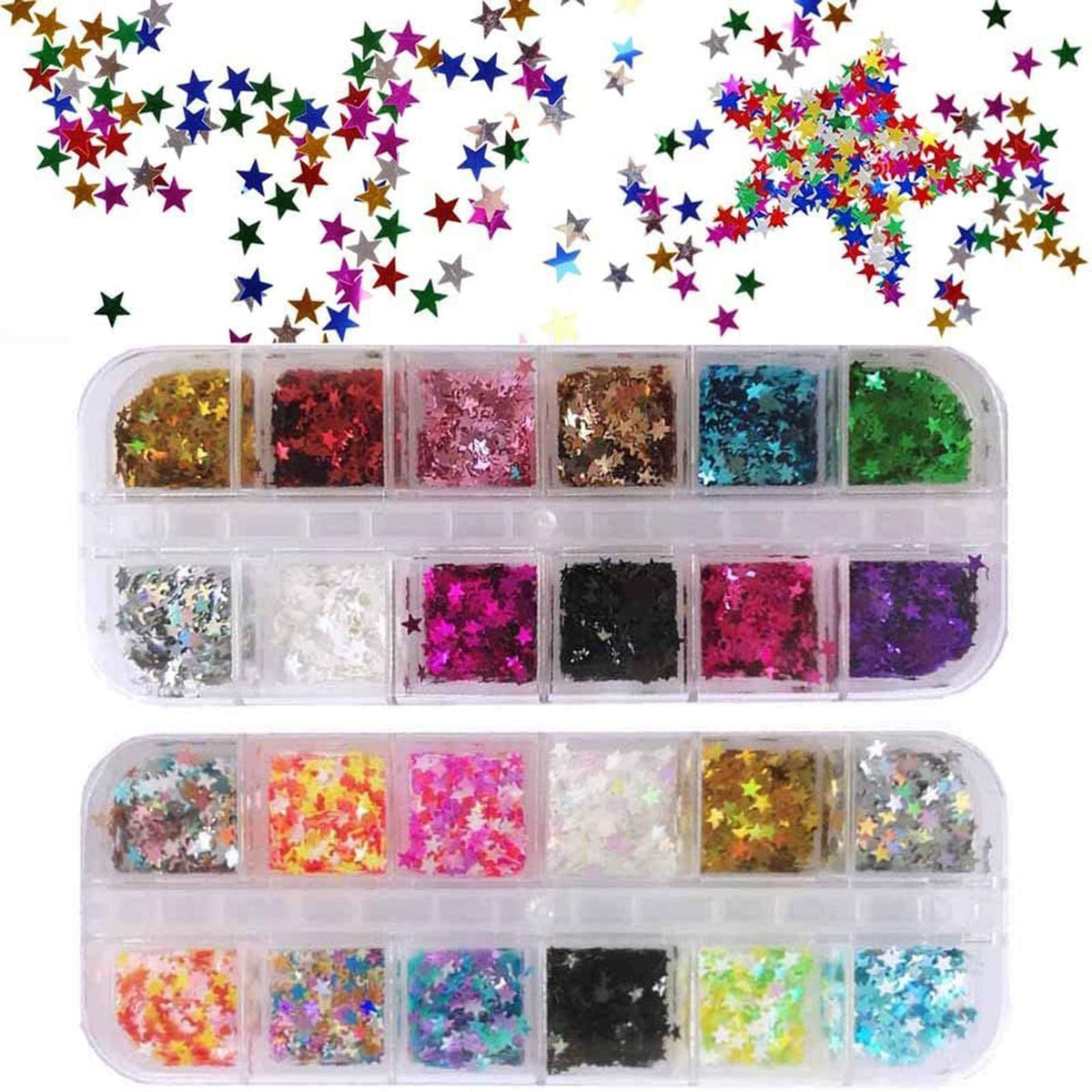 EBANKU estrellas brillantes: lentejuelas para uñas con 24 colores para acabado deslumbrante