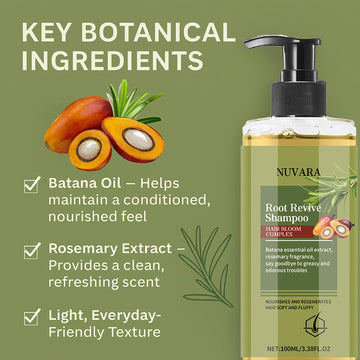 EBEHDOQ Nuvara Champú, botella clara, hidratación profunda sin pesadez para el cabello.