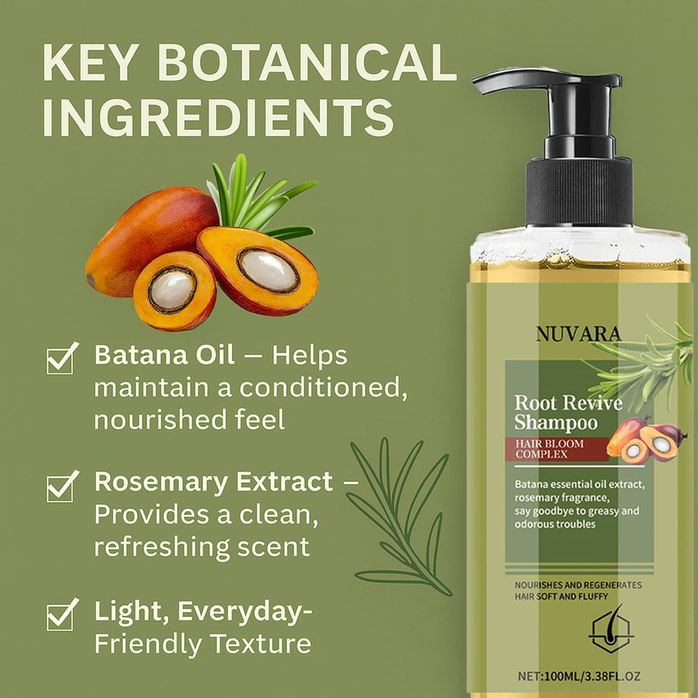 EBEHDOQ Nuvara Champú, botella clara, hidratación profunda sin pesadez para el cabello.
