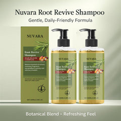 EBEHDOQ Nuvara Champú, ingredientes clave como batana y cafeína para nutrición suave.