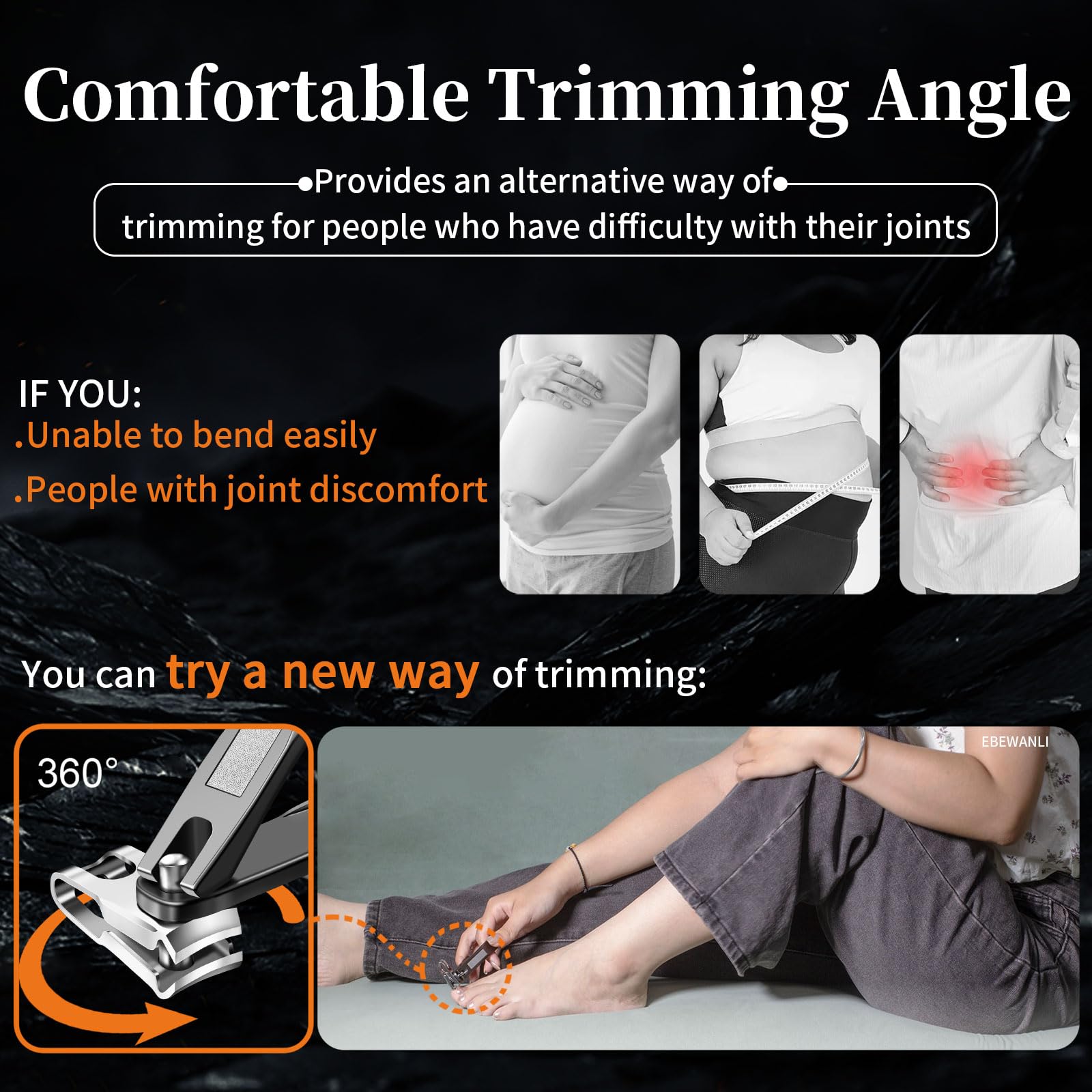 EBEWANLI cortaúñas de pie ergonómico con cabeza curva para corte preciso