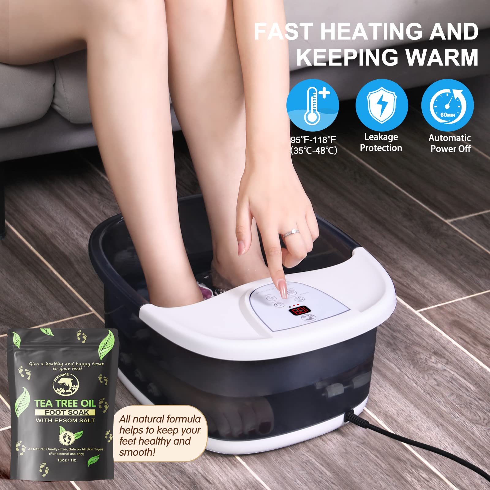 ECARBME spa de pies con panel claro para un uso fácil y rápido.