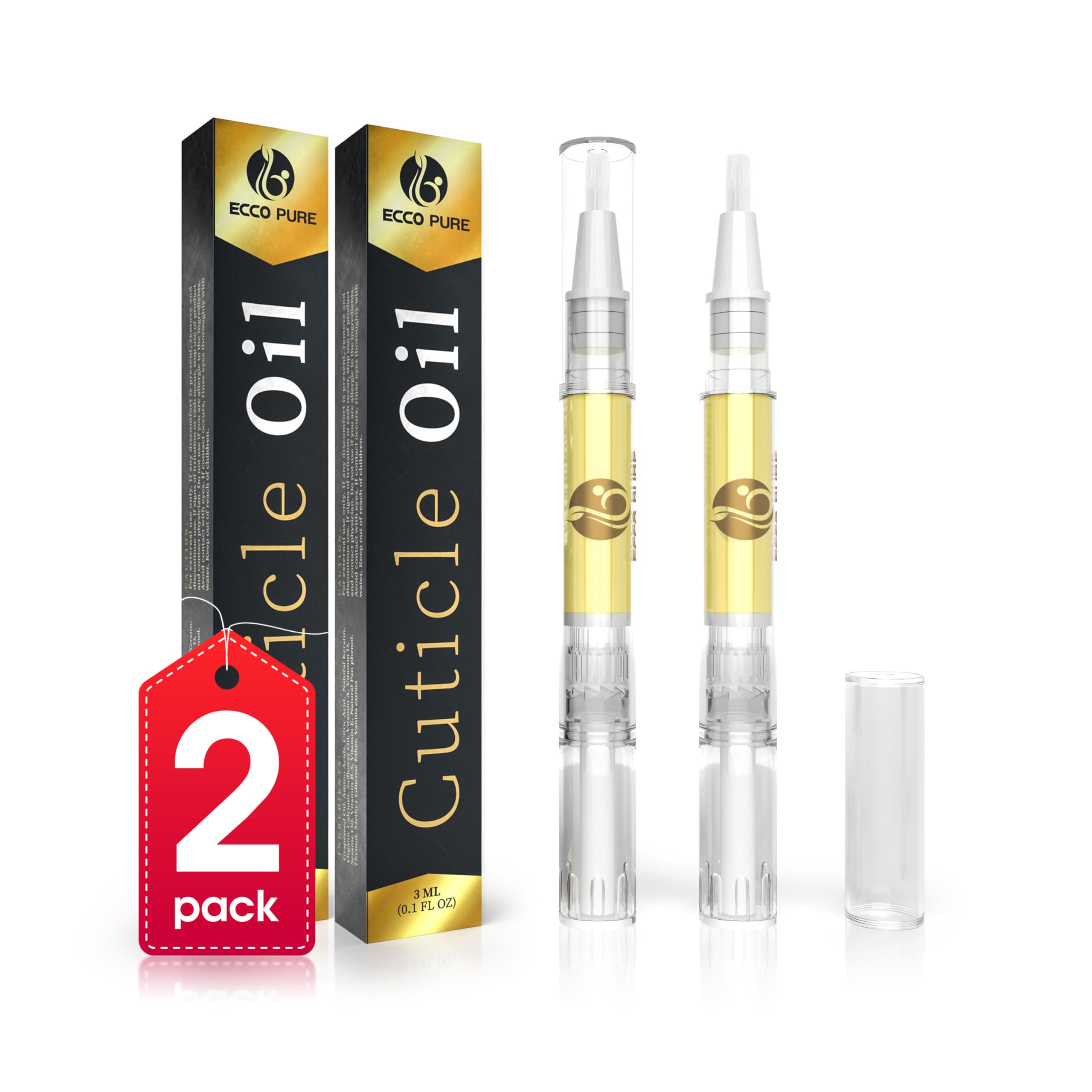 ECCO PURE pen para cutículas con aplicador, hidratación diaria para uñas saludables.