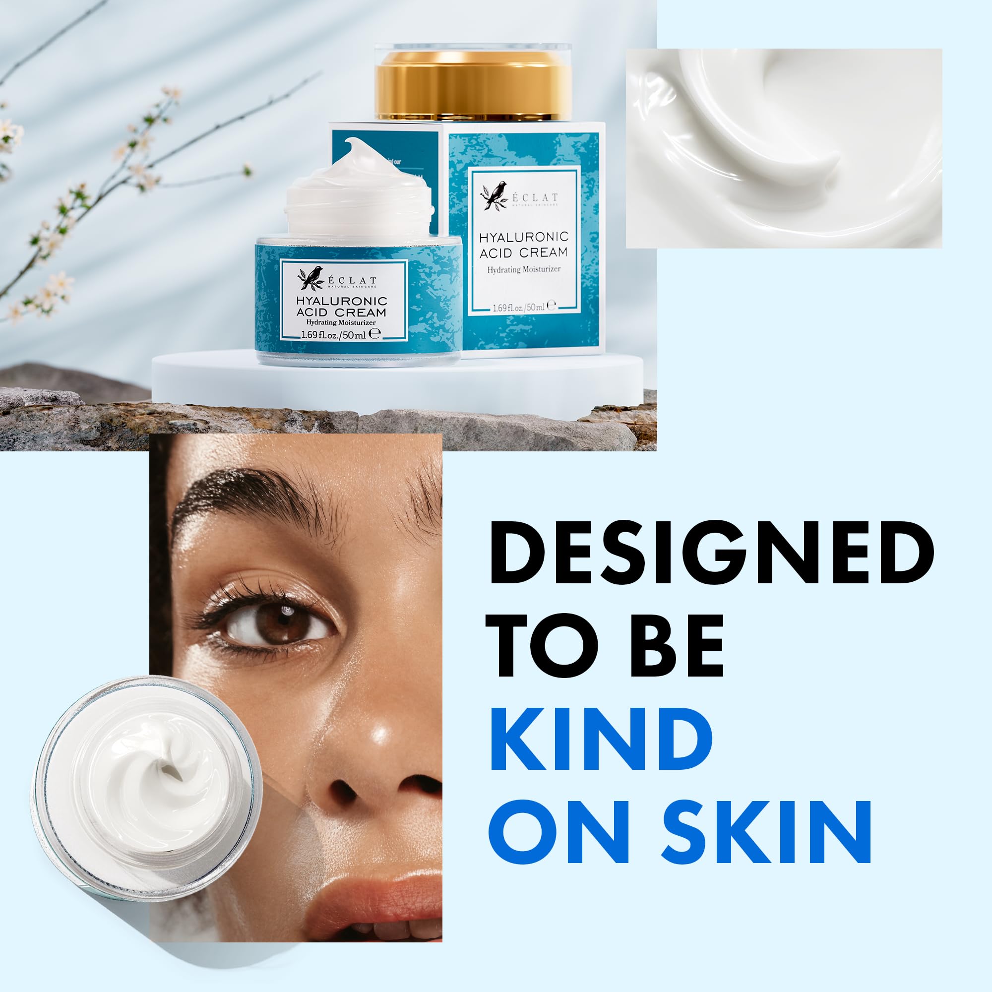 Envase de 50 ml de Eclat Skincare para hidratación diaria.