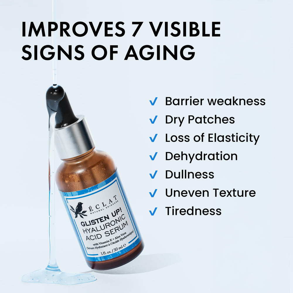 Sérum Eclat Skincare con B5 y té verde; antioxidantes para brillo natural.