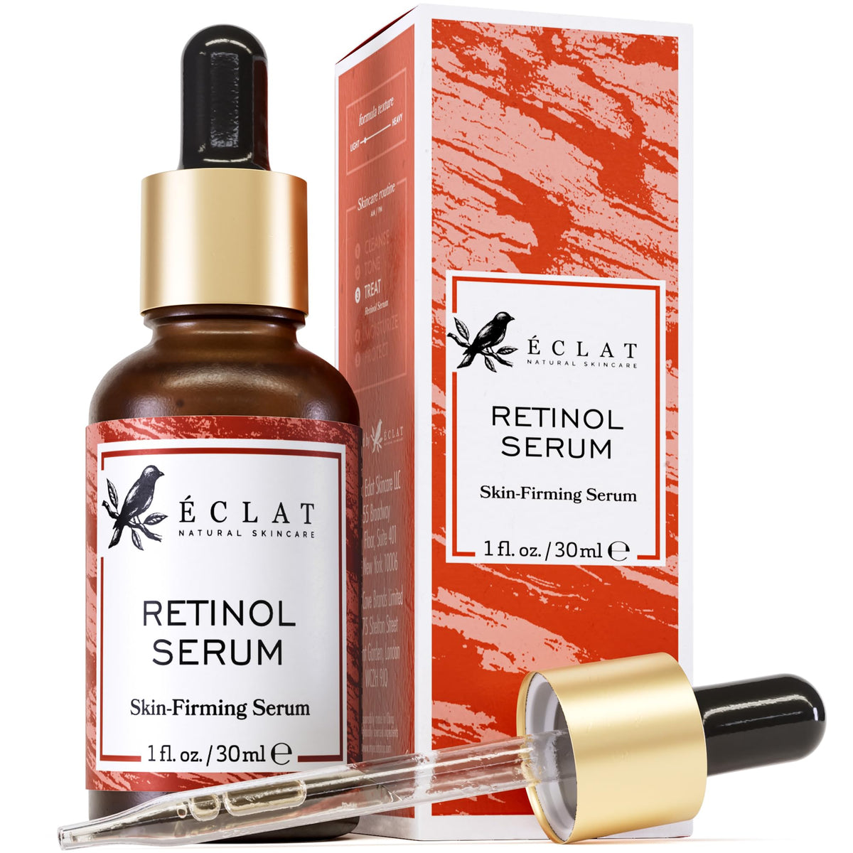Sérum renovador de Retinol de Eclat Skincare, bote, hidrata y suaviza la piel.