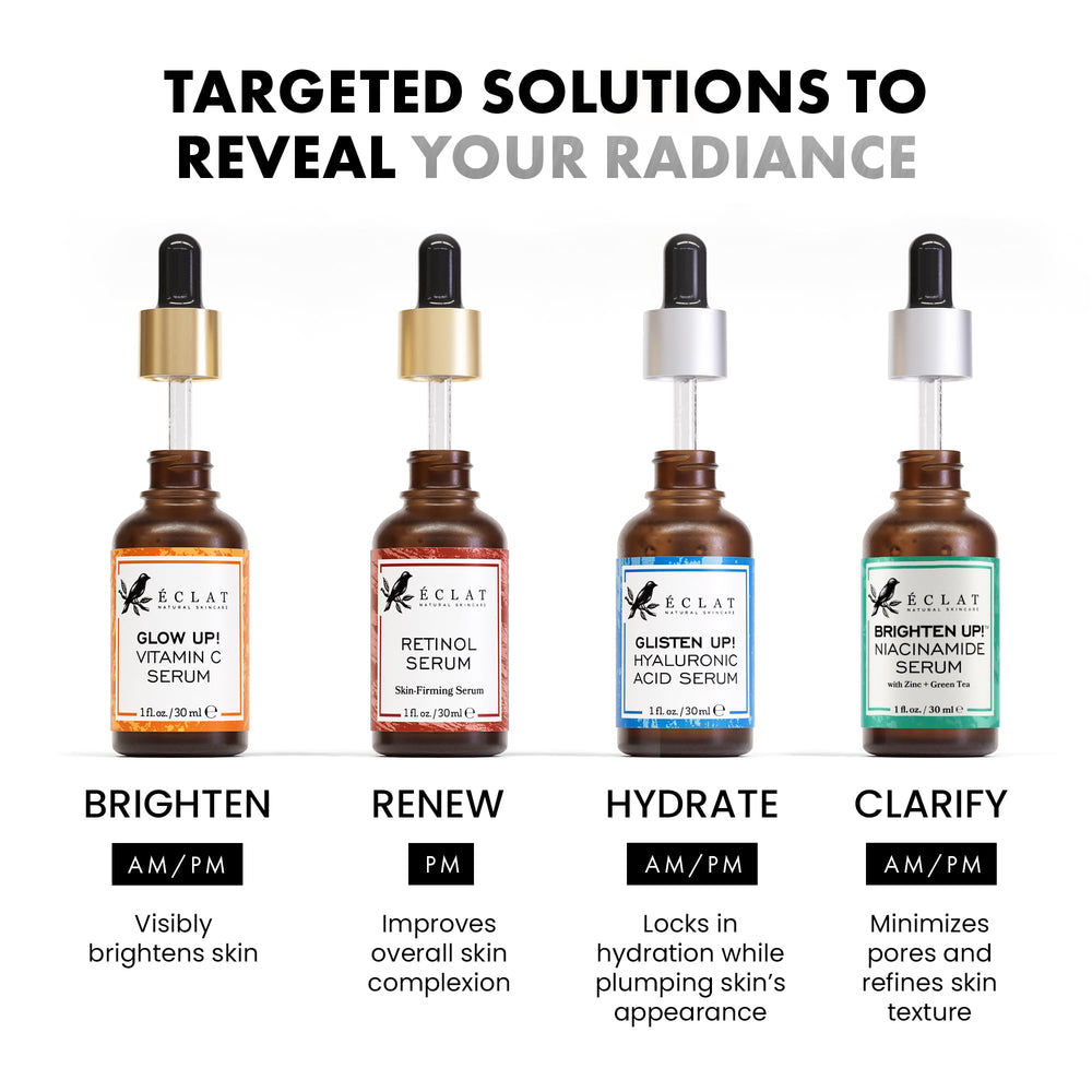 Sérum renovador de Retinol de Eclat Skincare, empaque elegante para la rutina diaria.