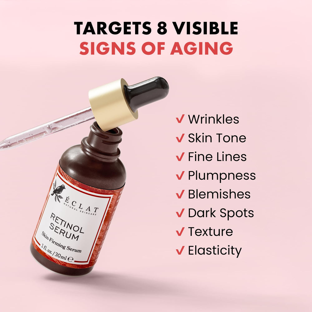 Sérum renovador de Retinol de Eclat Skincare, ingredientes activos nutren la piel.