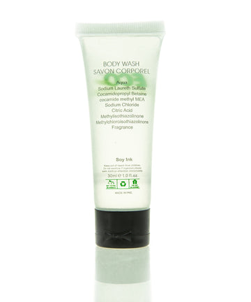 Envase biodegradable de ECO amenities, opción sostenible para huéspedes.