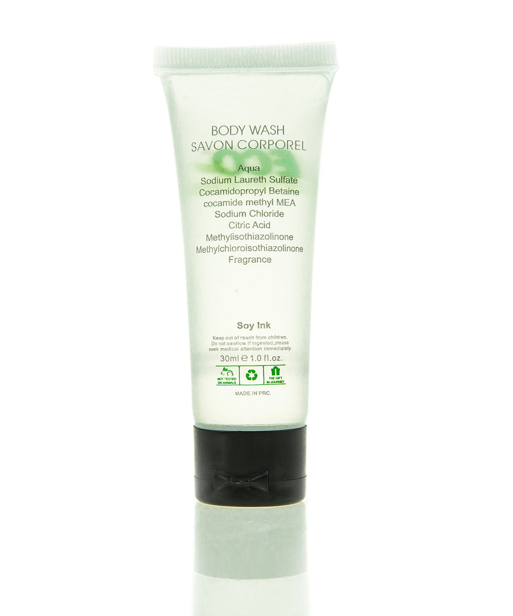 Envase biodegradable de ECO amenities, opción sostenible para huéspedes.