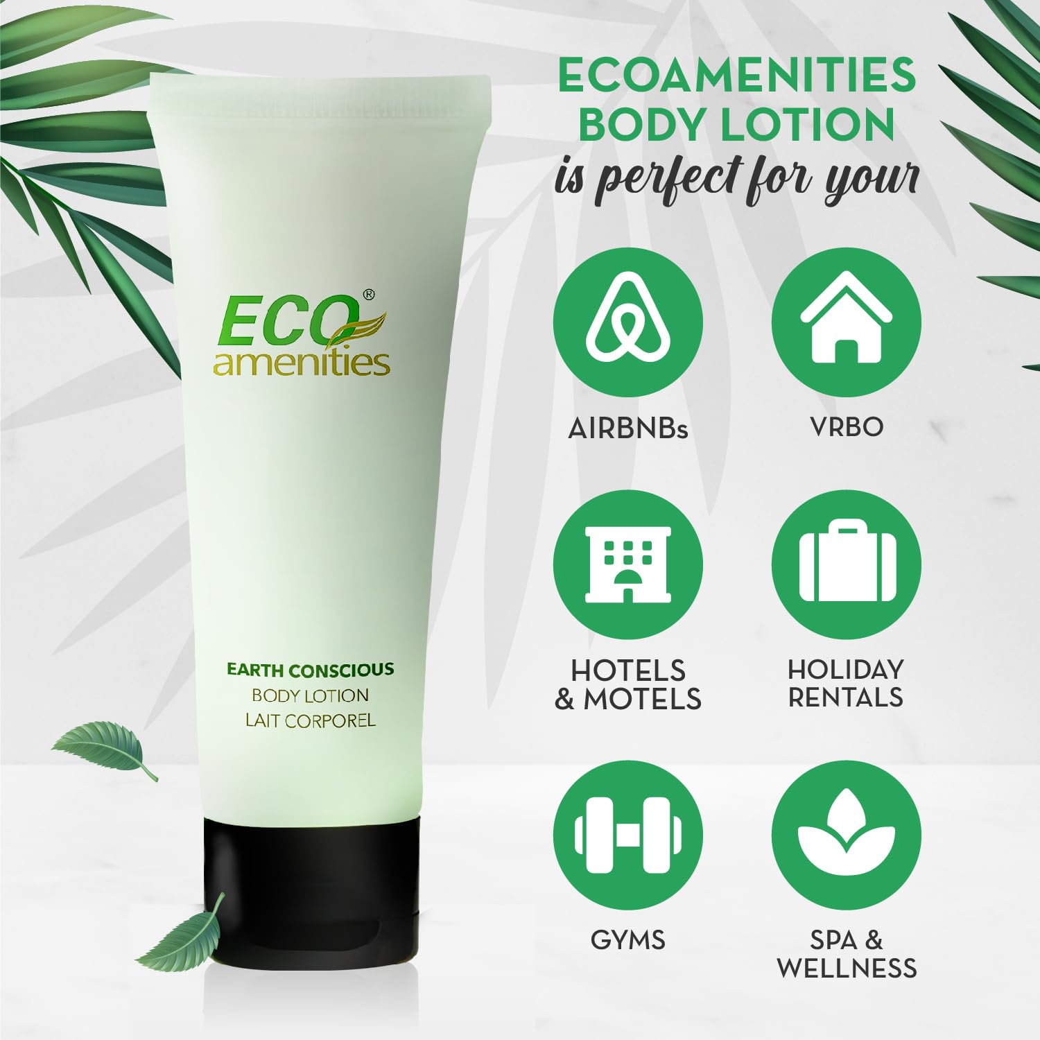 Tubo loción té verde ECO amenities, 30 ml con aroma suave