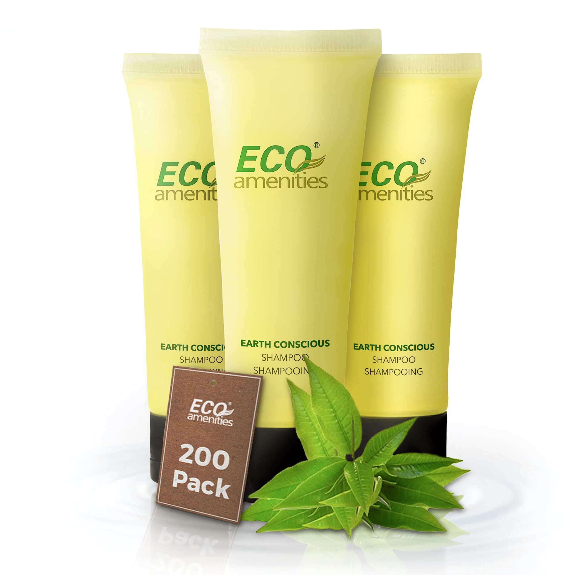 Eco Amenities: tubo de shampoo de viaje con tapa clara, ideal para hoteles.