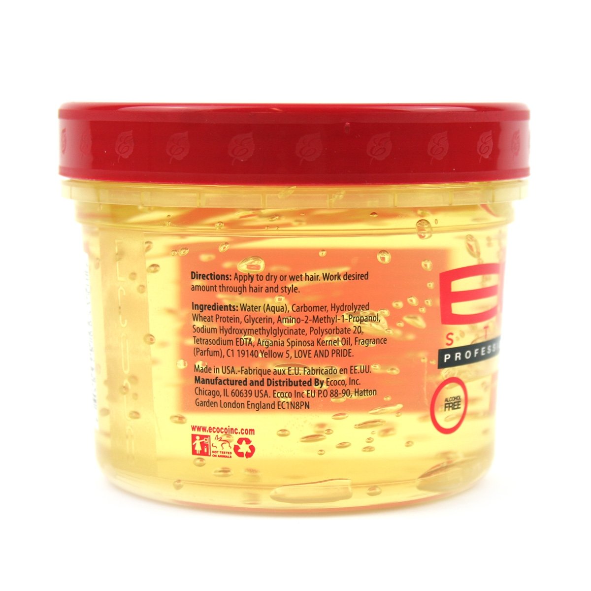 Textura ligera de Eco Style gel argán marroquí para definición natural.