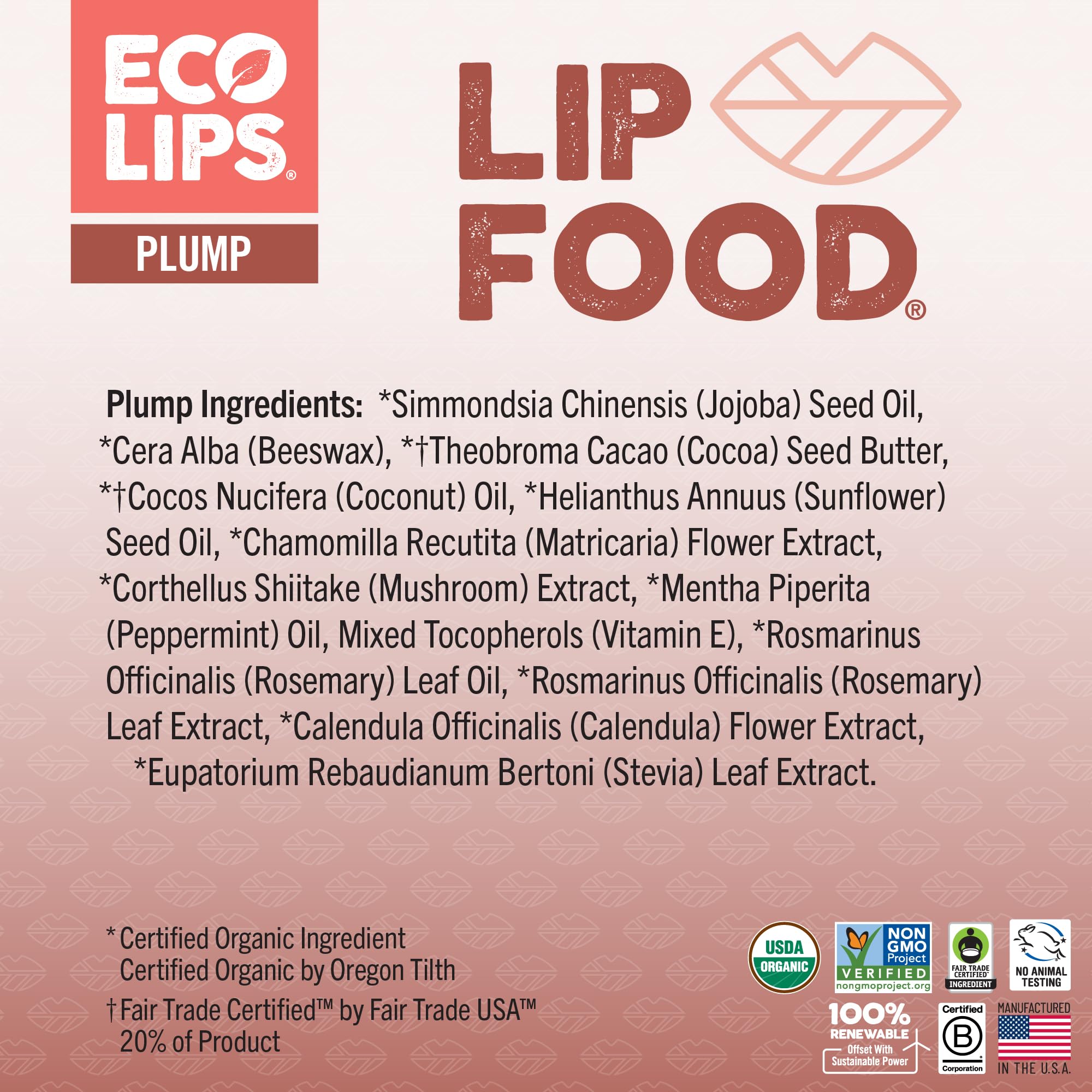 Textura suave de Eco Lips Lip Food aplicada en labios