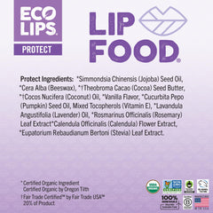 Eco Lips Lip Food etiqueta USDA Organic, certificación orgánica para confianza.