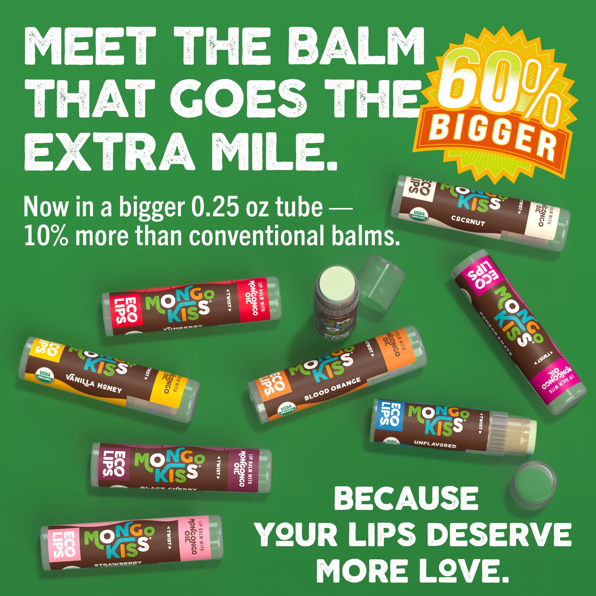 Eco Lips Mongo Kiss organic ingredients showcase clean lip care without synthetic fillers.
