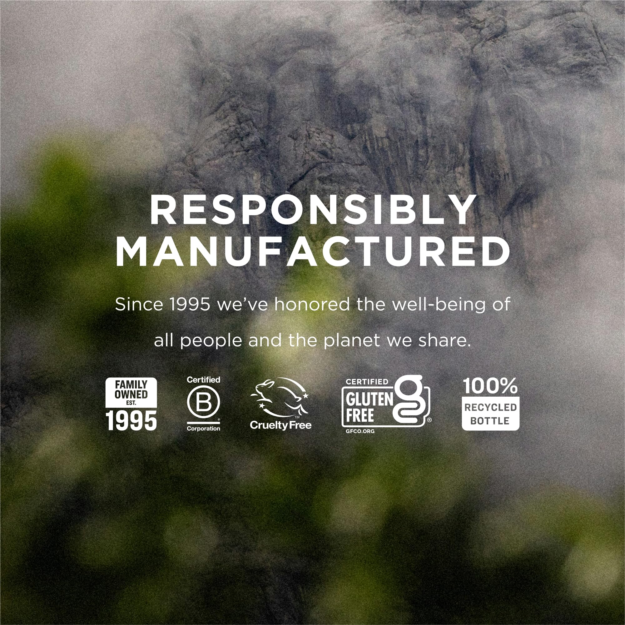 Packaging label indicating recyclable materials and zero-waste goals.