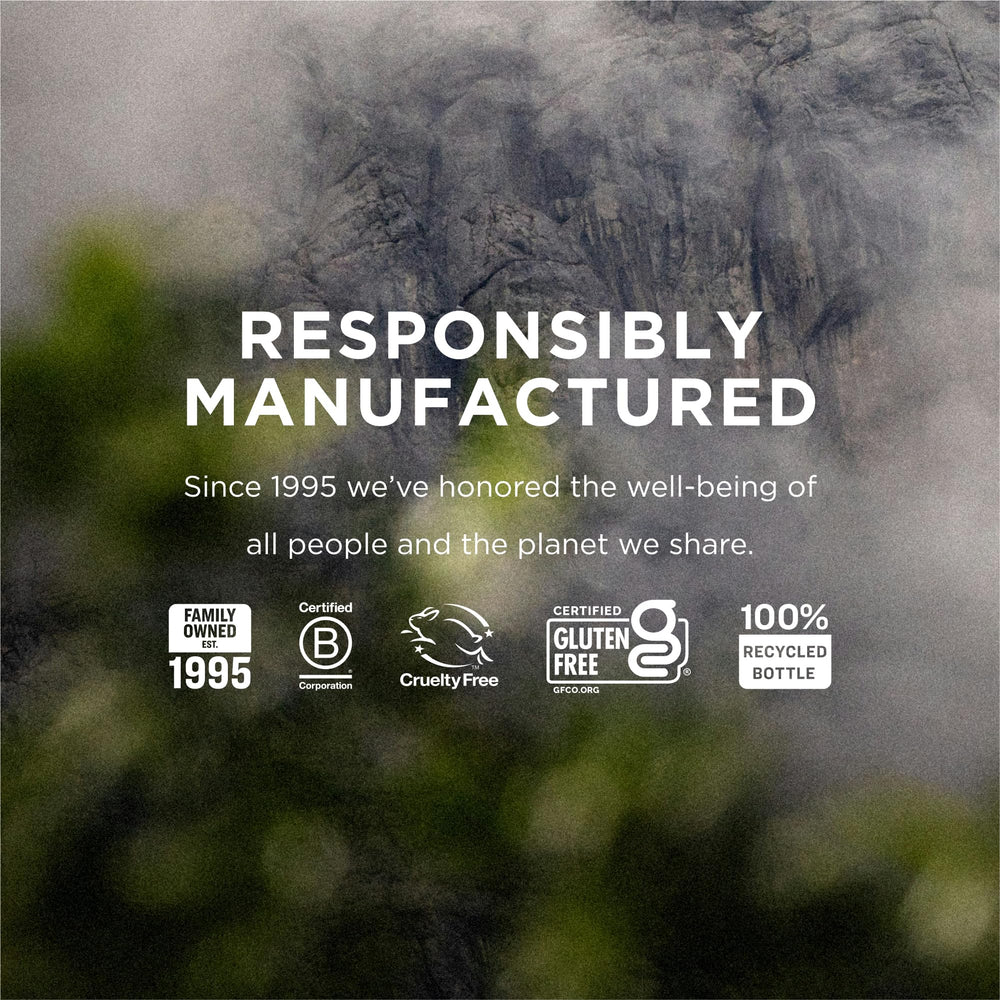 Packaging label indicating recyclable materials and zero-waste goals.