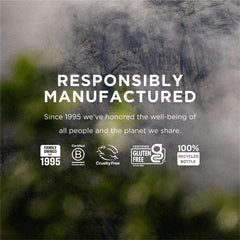 Packaging label indicating recyclable materials and zero-waste goals.