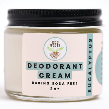 Desodorante natural ECO ROOTS para axilas, crema suave y sin irritación.
