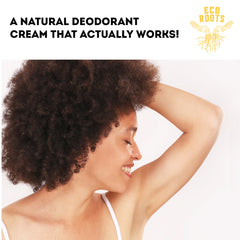 Desodorante natural ECO ROOTS para cuerpo, sensación de frescura duradera.