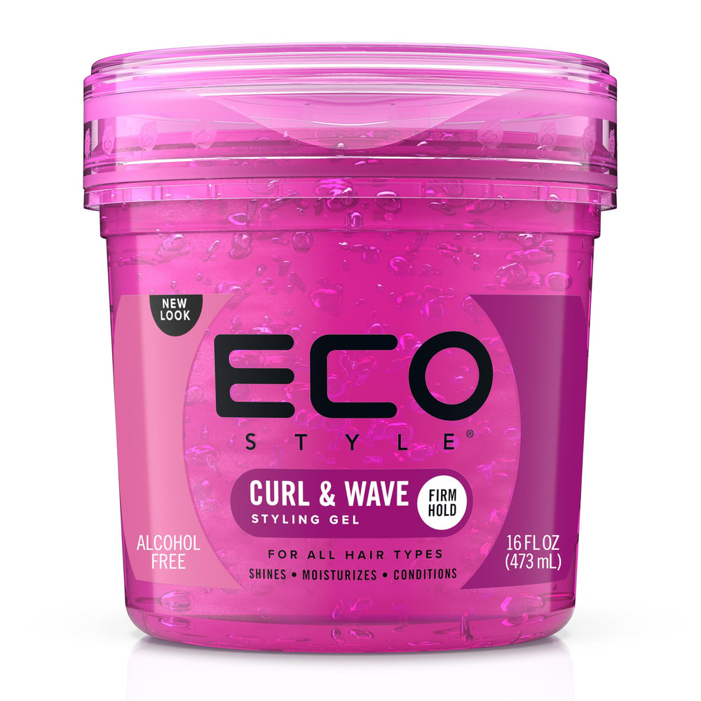Eco Style Gel para cabello ondulado, definición duradera sin alcohol.
