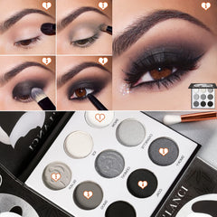 ecofavor Black Smoky Eye Palette swatches display rich matte and shimmer pigments.