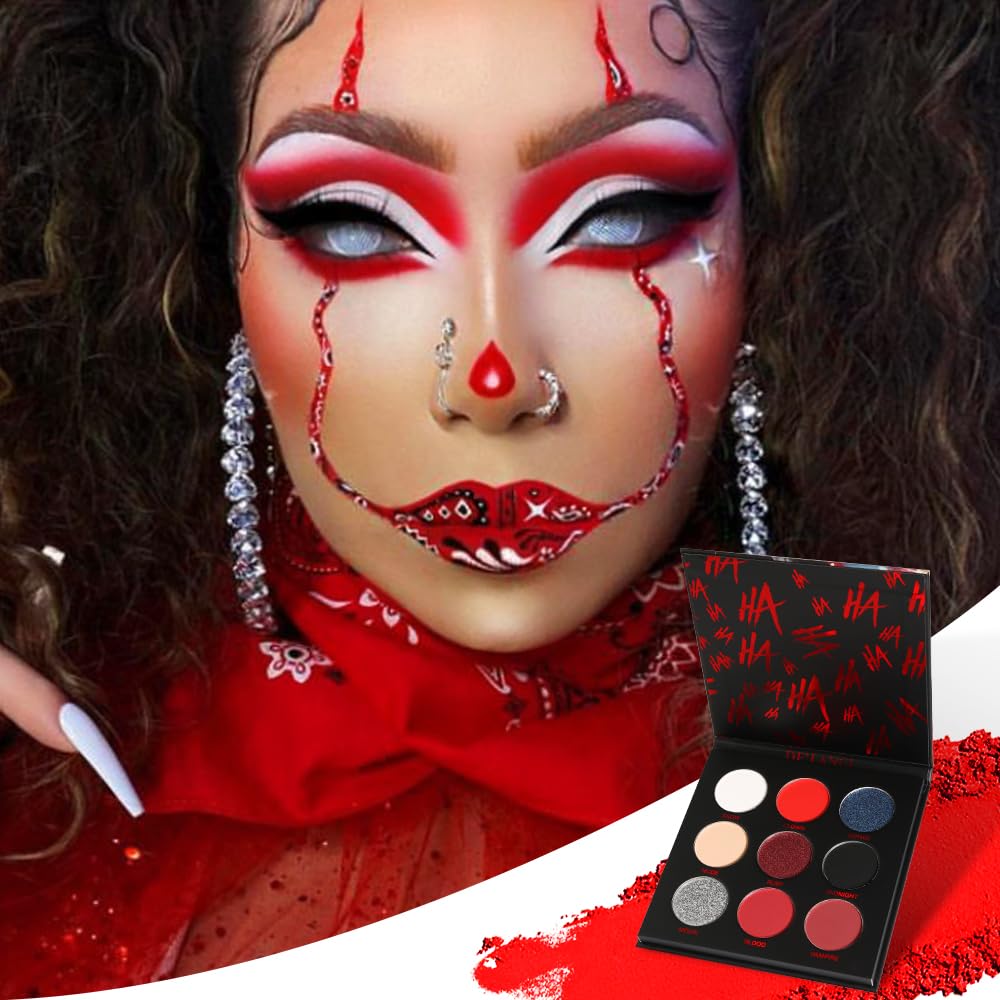 shimmer and matte reds blend smoothly for SFX Halloween makeup