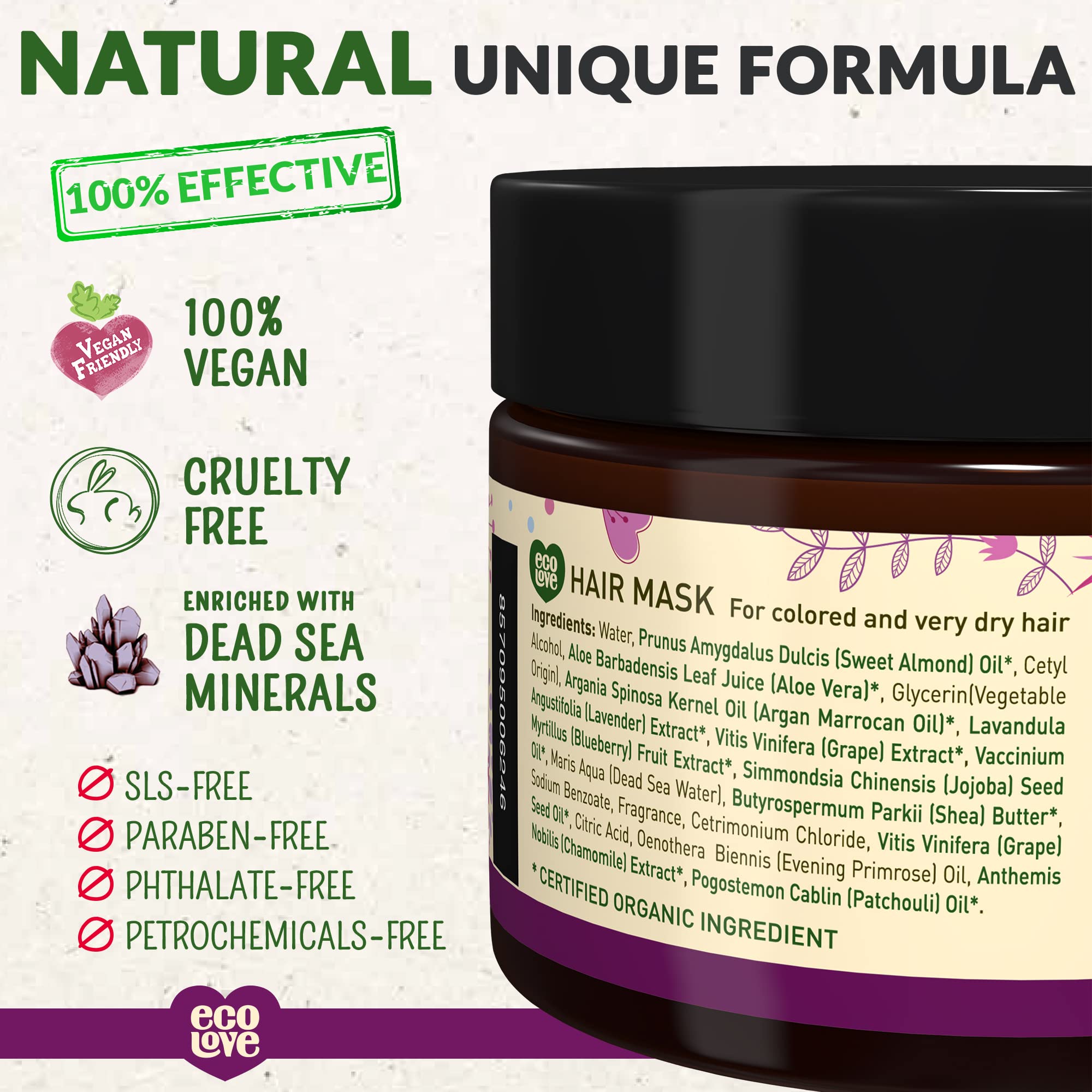 ecoLove mascarilla cabello-nutricion-textura-sedosa: cabello más suave y manejable.