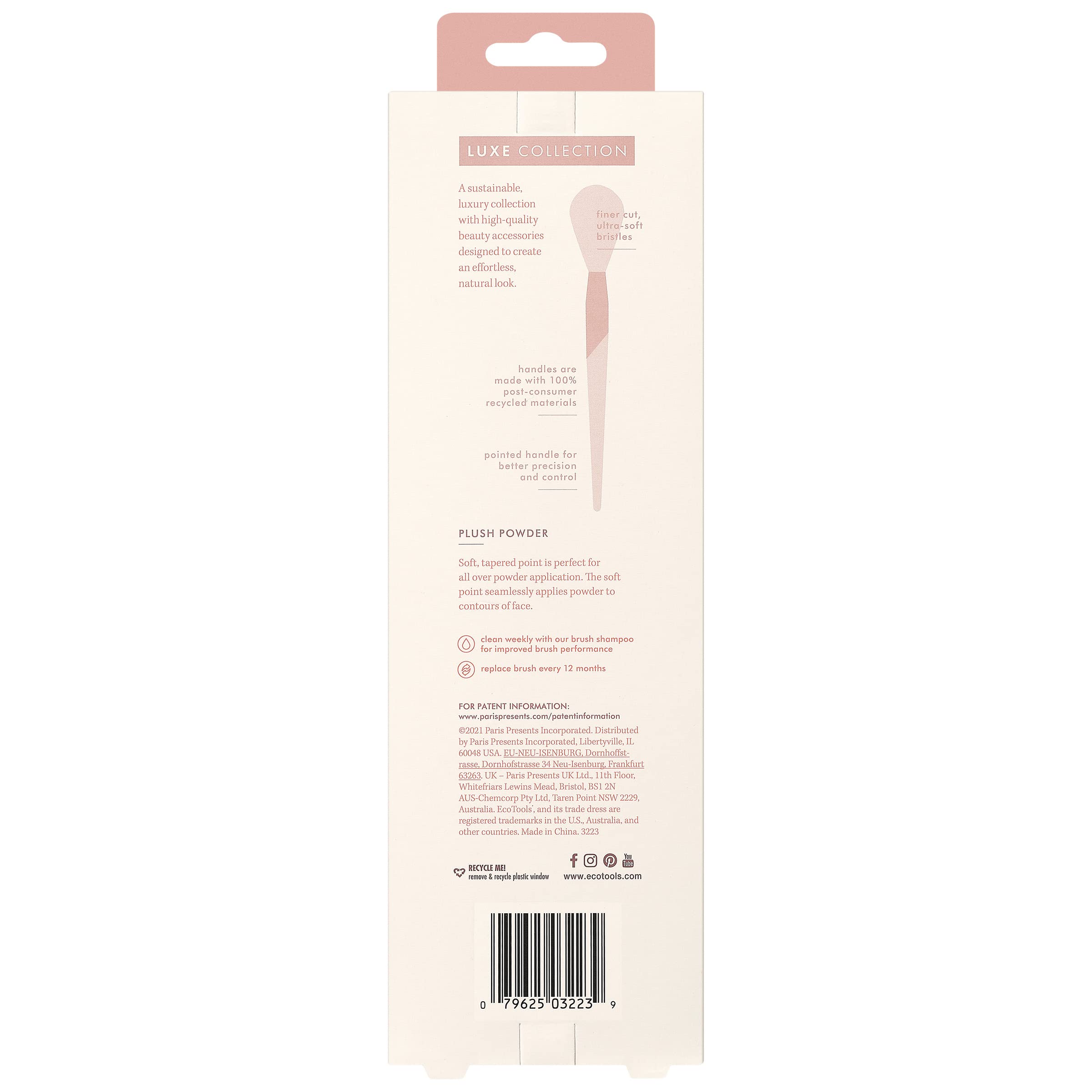 Fácil de limpiar con champú para brochas EcoTools Luxe Plush.