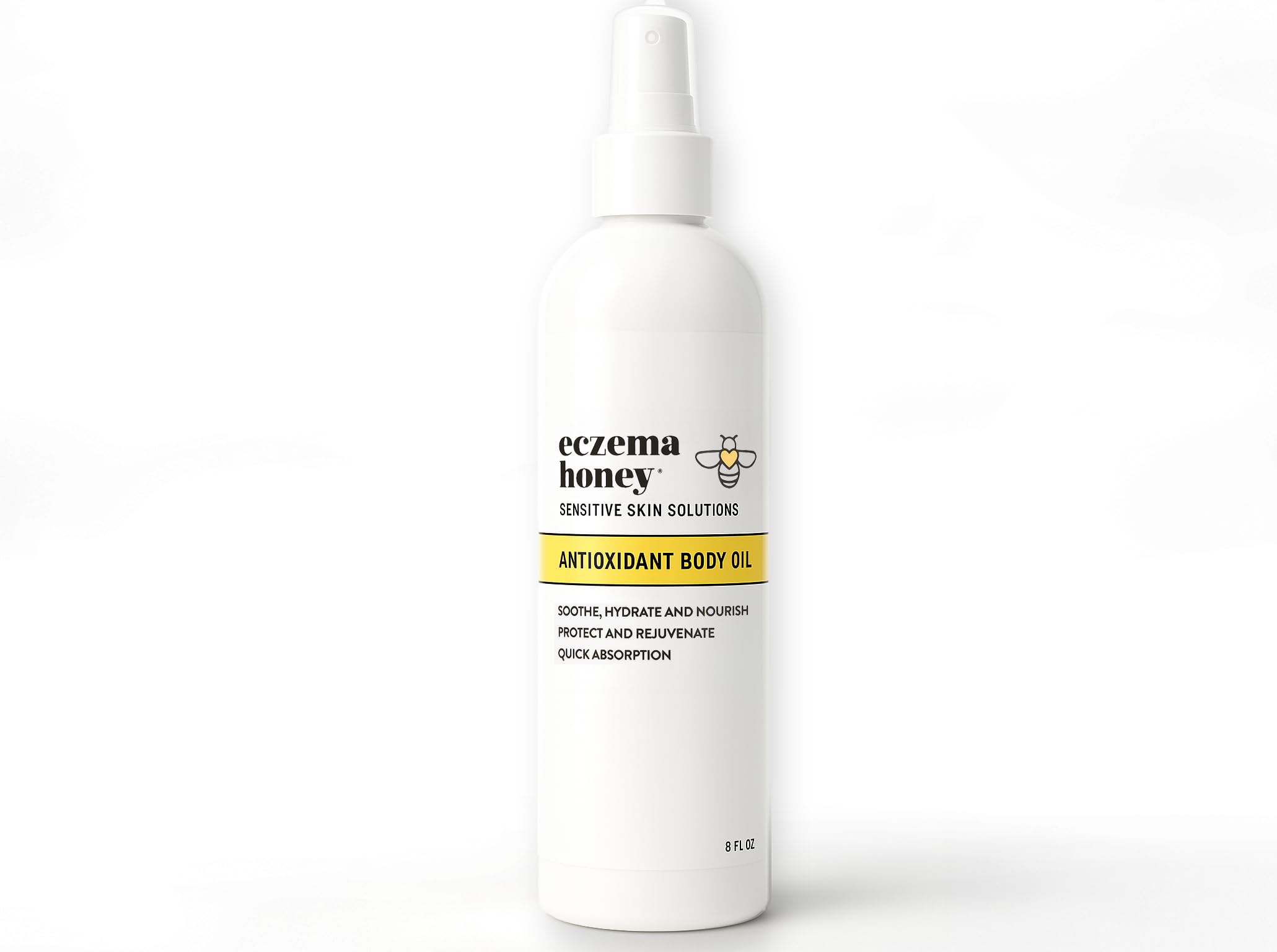 ECZEMA HONEY Aceite corporal antioxidante en botella para piel sensible.