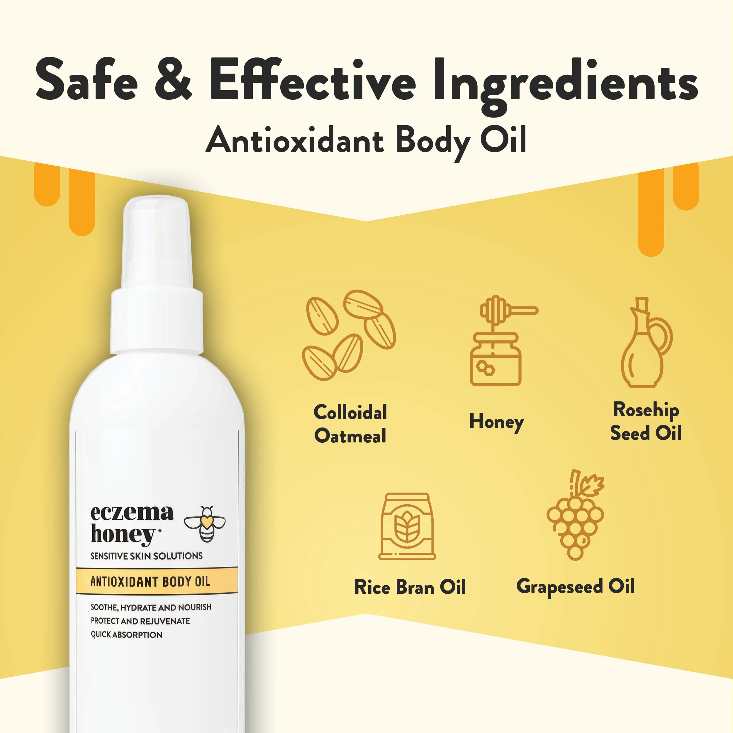 ECZEMA HONEY Aceite corporal en atomizador para aplicación rápida tras la ducha.