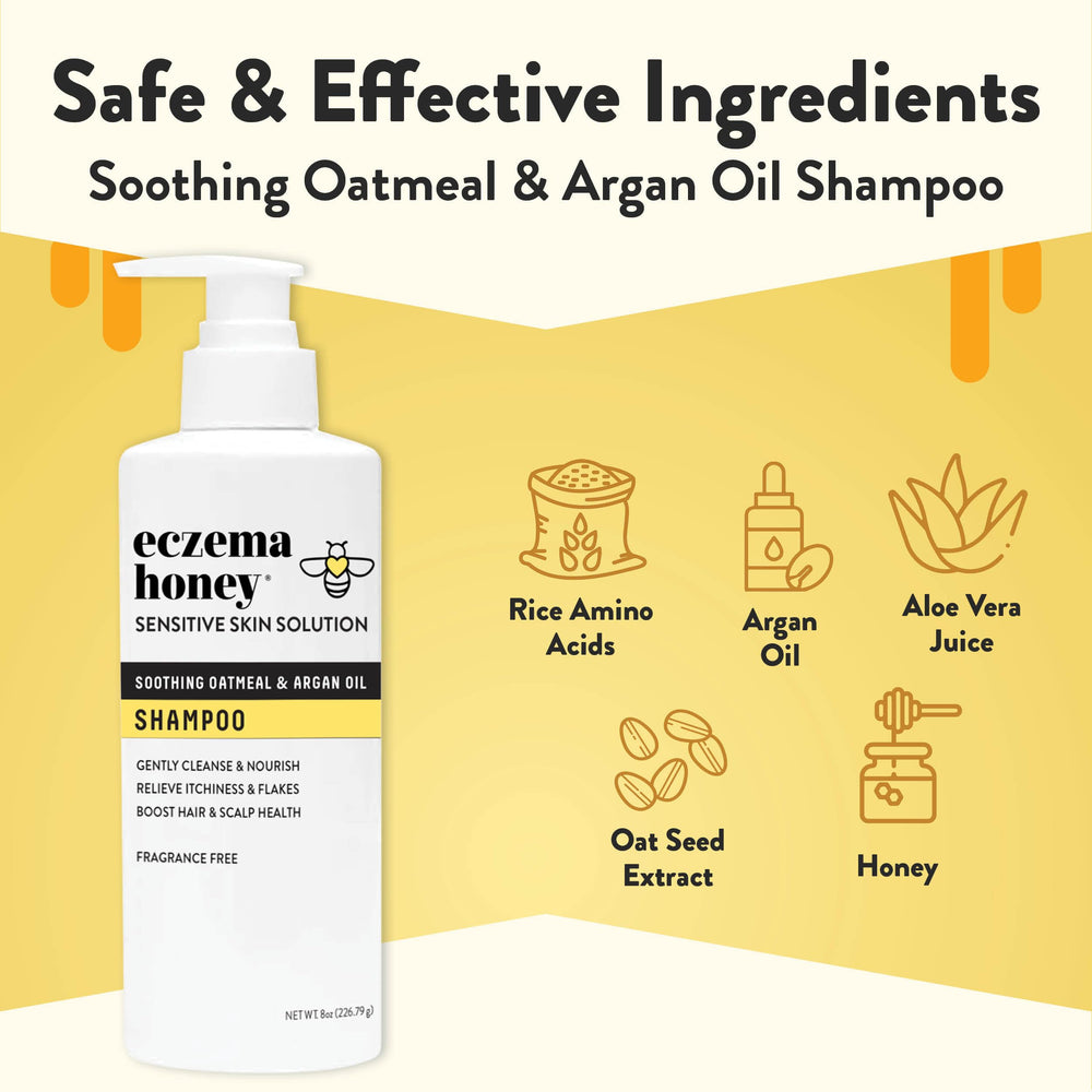 Champú nutritivo ECZEMA HONEY: textura-miel, hidratación suave para el cabello.
