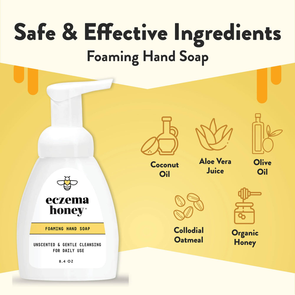 Close-up of foaming lather from ECZEMA HONEY hand soap