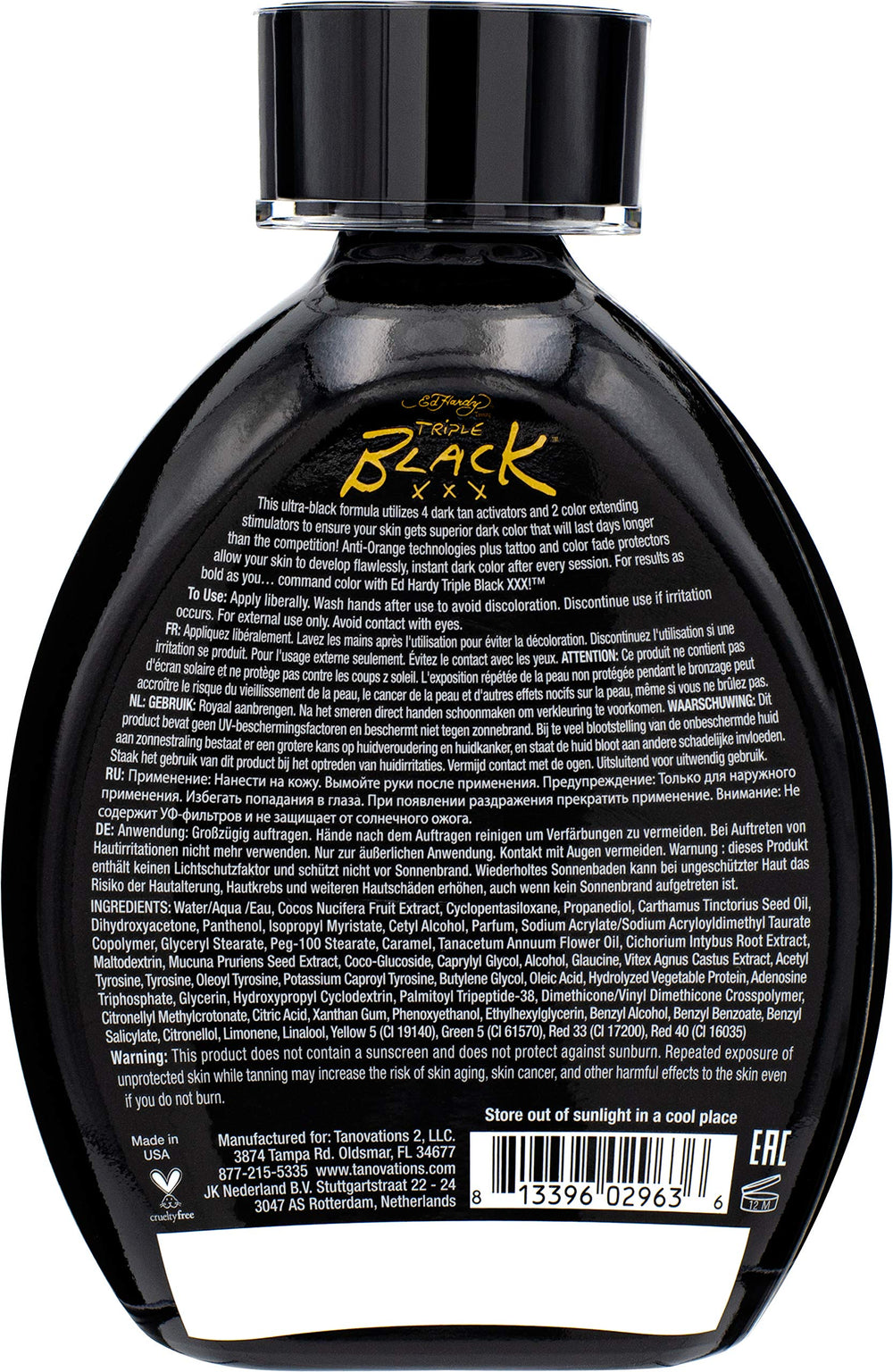 ED HARDY Black XXX loción, textura cremosa para una aplicación suave.
