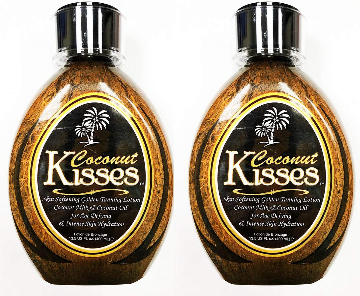 Ed Hardy Coconut Kisses: botella bronceado dorado para piel hidratada.
