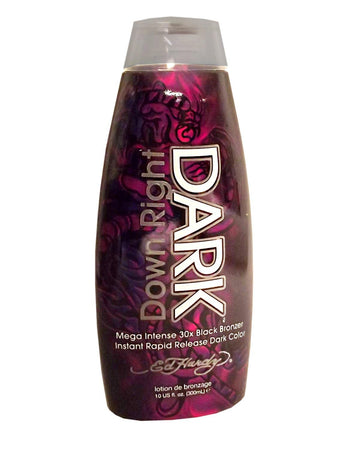 Ed Hardy Down Right Dark Bronceador Negro Intenso, presentación en botella para bronceado rápido y uniforme.