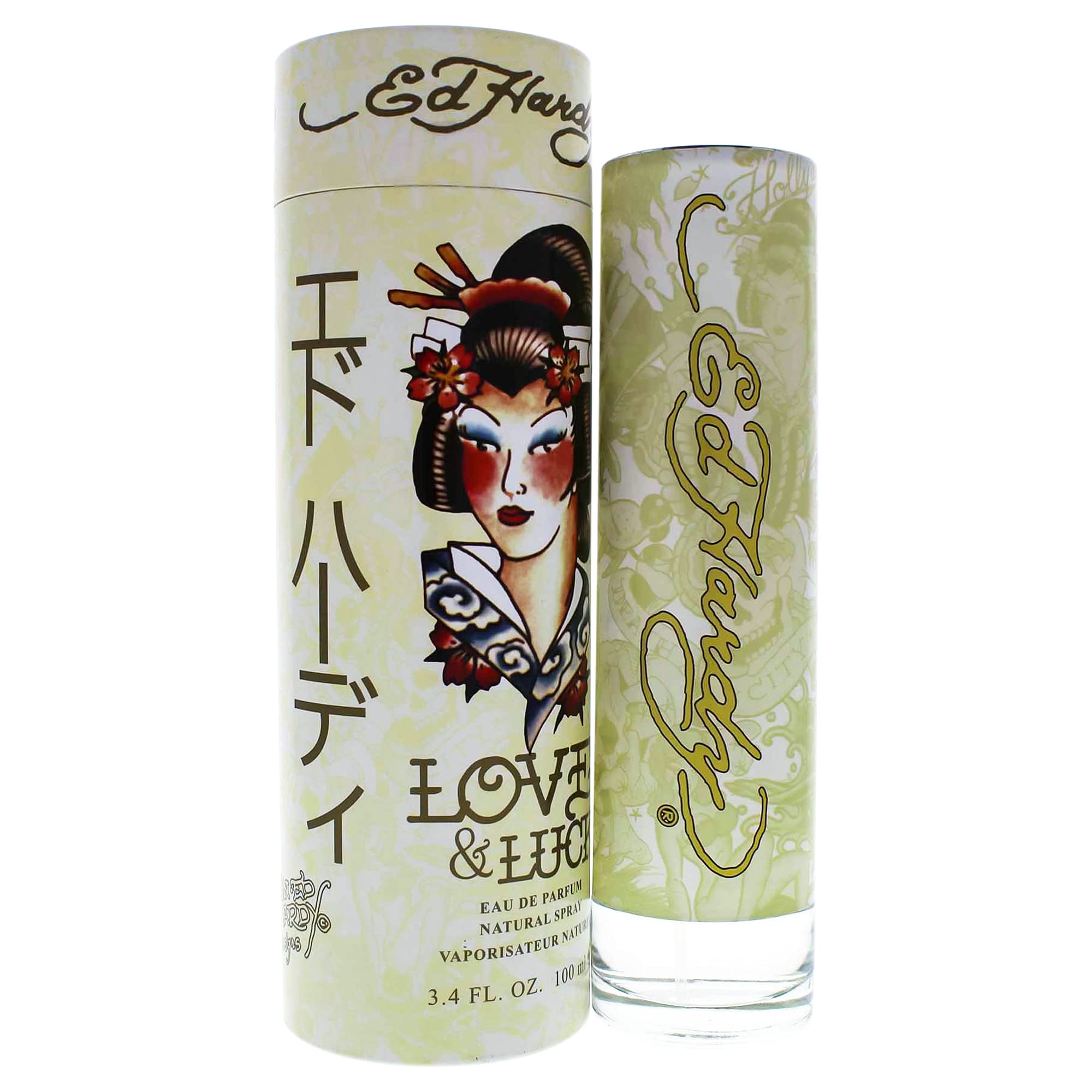 ED HARDY Love Luck para mujer, empaque y caja, fragancia versátil para día y noche.