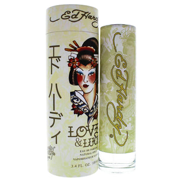 ED HARDY Love Luck para mujer, empaque y caja, fragancia versátil para día y noche.