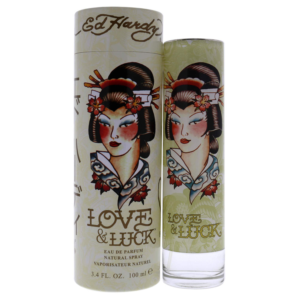 ED HARDY Love Luck para mujer, botella frontal, aroma floral para uso diario.