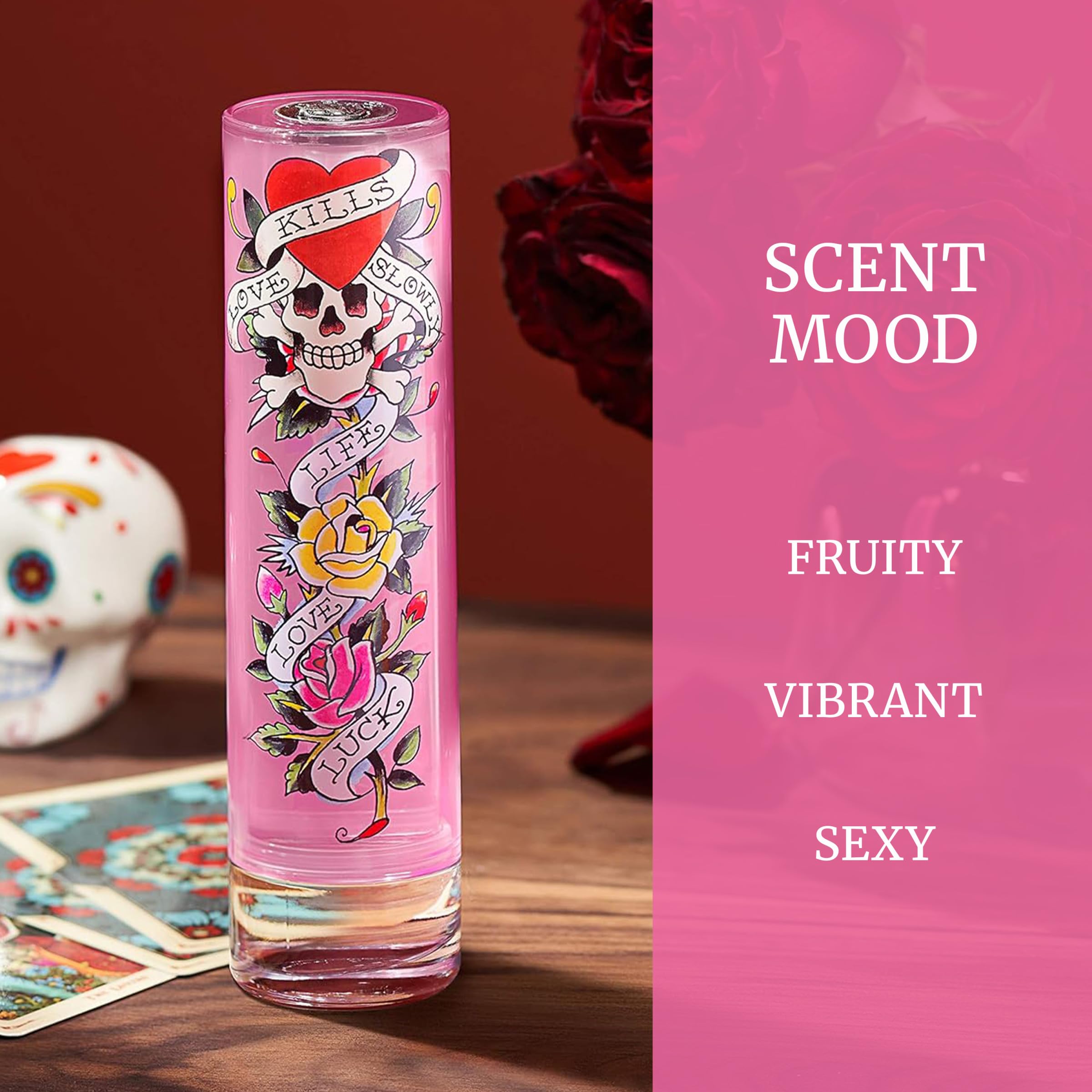 ED HARDY Mujer, nota mango y fresa, sensación fresca y vibrante.