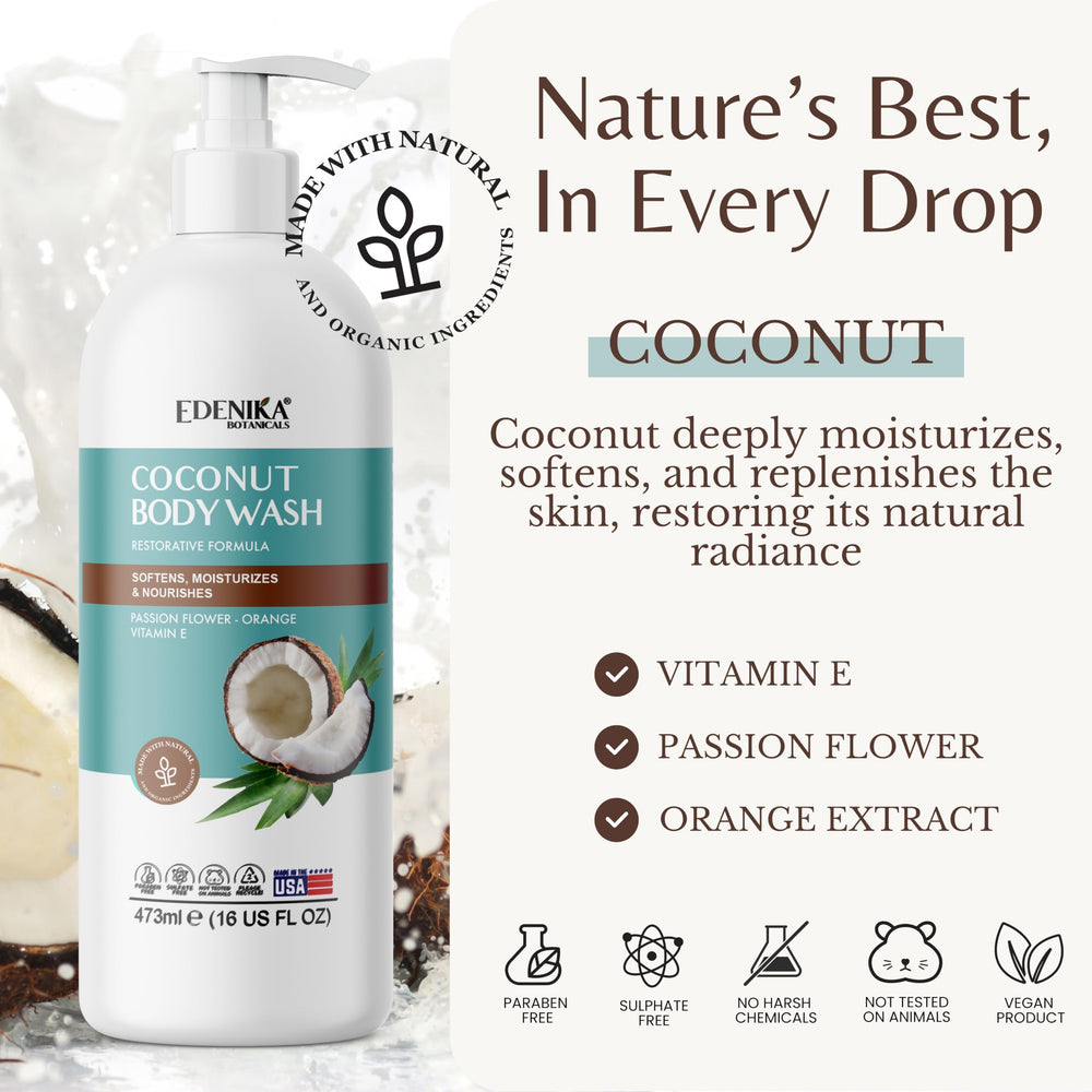 EDENIKA BOTANICALS aroma coco cítrico refrescante para despertar la ducha.